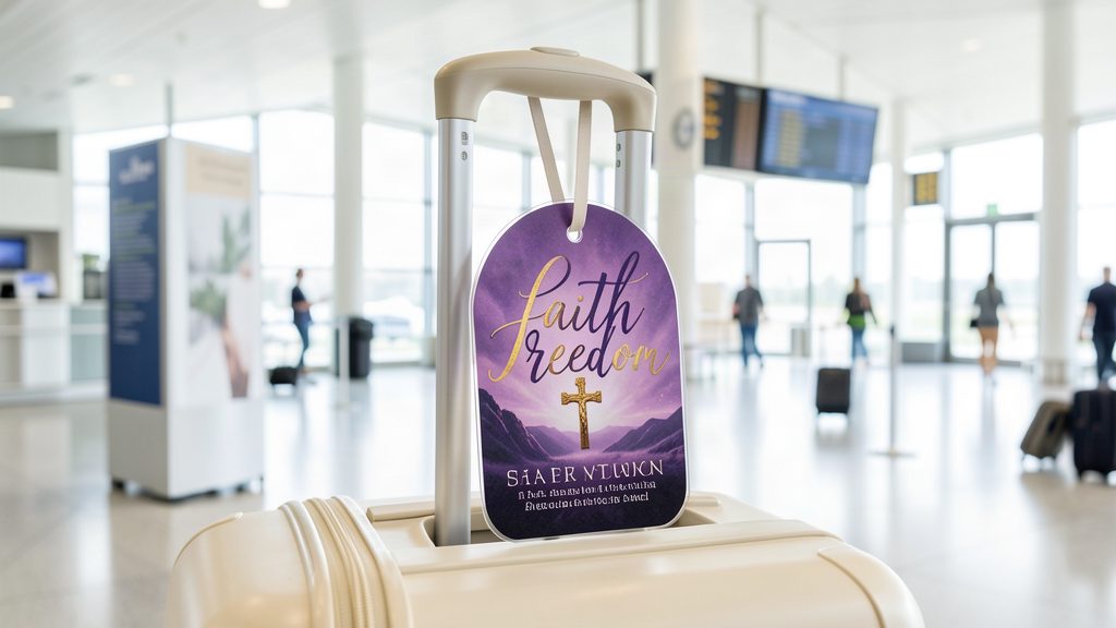 Luggage tag on a suitcase