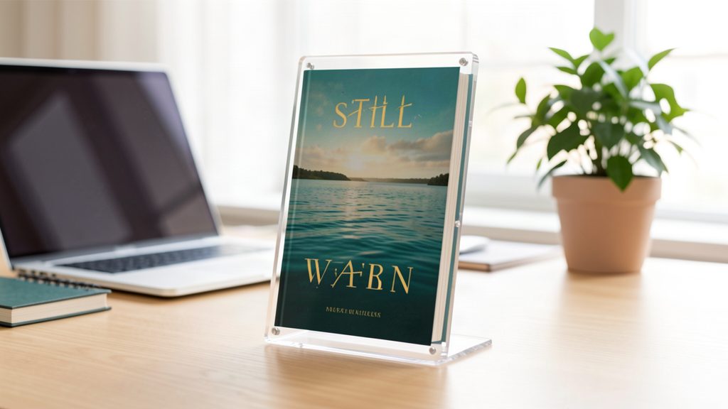 Acrylic desk stand on a desk